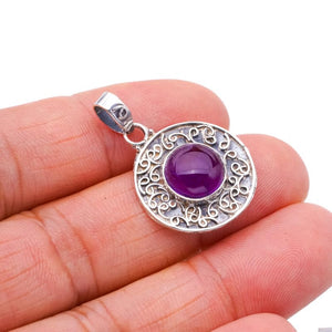 StarGems® Natural Amethyst Handmade 925 Sterling Silver Pendant 1.25" F3984