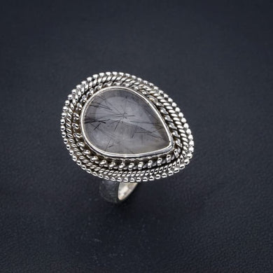 StarGems  Natural Rutilated Quartz Handmade 925 Sterling Silver Ring 8.5 F2478