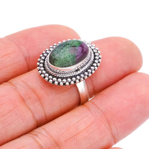 StarGems® Natural Ruby Zoisite Handmade 925 Sterling Silver Ring 6.25 F1650