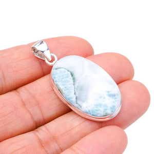 StarGems  Natural Larimar Handmade 925 Sterling Silver Pendant 1.75" F3340