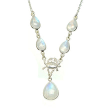 StarGems  Natural Rainbow Moonstone Handmade Unique 925 Sterling Silver Necklace 16.25+1.25" A3128