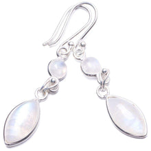 StarGems  Natural Rainbow Moonstone Handmade Unique 925 Sterling Silver Earrings 1.75" Y3246