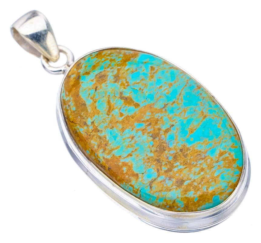 StarGems  Natural Turquoise Handmade 925 Sterling Silver Pendant 1.75