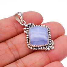 StarGems  Natural Blue Lace Agate Handmade 925 Sterling Silver Pendant 1.5" F4943