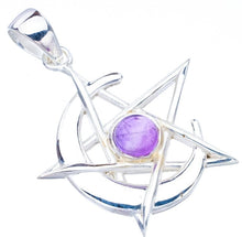 StarGems  Natural Amethyst Star And Moon Handmade 925 Sterling Silver Pendant 1.5" F5334