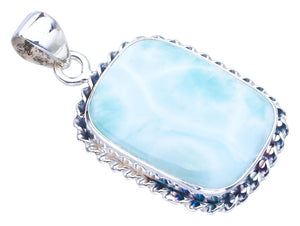 StarGems  Natural Larimar Handmade 925 Sterling Silver Pendant 1.5" F3487