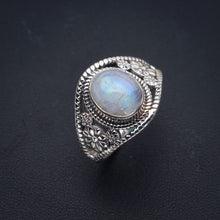 StarGems  Natural Moonstone Flower Handmade 925 Sterling Silver Ring 10 F0777