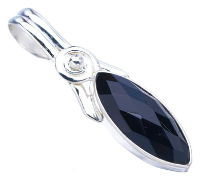 StarGems  Natural Black Onyx Handmade 925 Sterling Silver Pendant 1.5