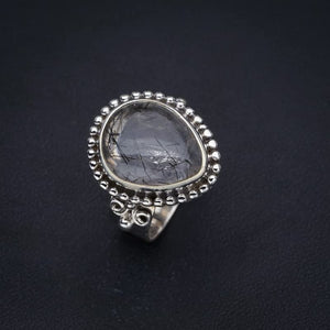 StarGems  Natural Rutilated Quartz Handmade 925 Sterling Silver Ring 7 F2480