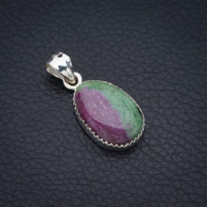 StarGems  Natural Ruby Zoisite Handmade 925 Sterling Silver Pendant 1.25" F4626