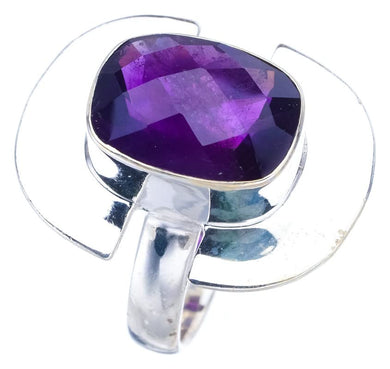 StarGems® Natural Amethyst Axe Handmade 925 Sterling Silver Ring 9 F2080