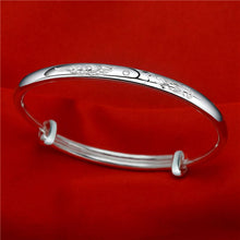 StarGems® Adjustable Carved Phoenix Handmade 999 Sterling Silver Bangle Bracelet For Women Cb0231