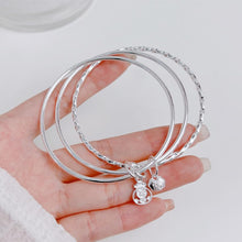 StarGems® Fixed Triple Layer Double 'Fu' Handmade Stacked 999 Sterling Silver Bangle Bracelets For Women Cb0258