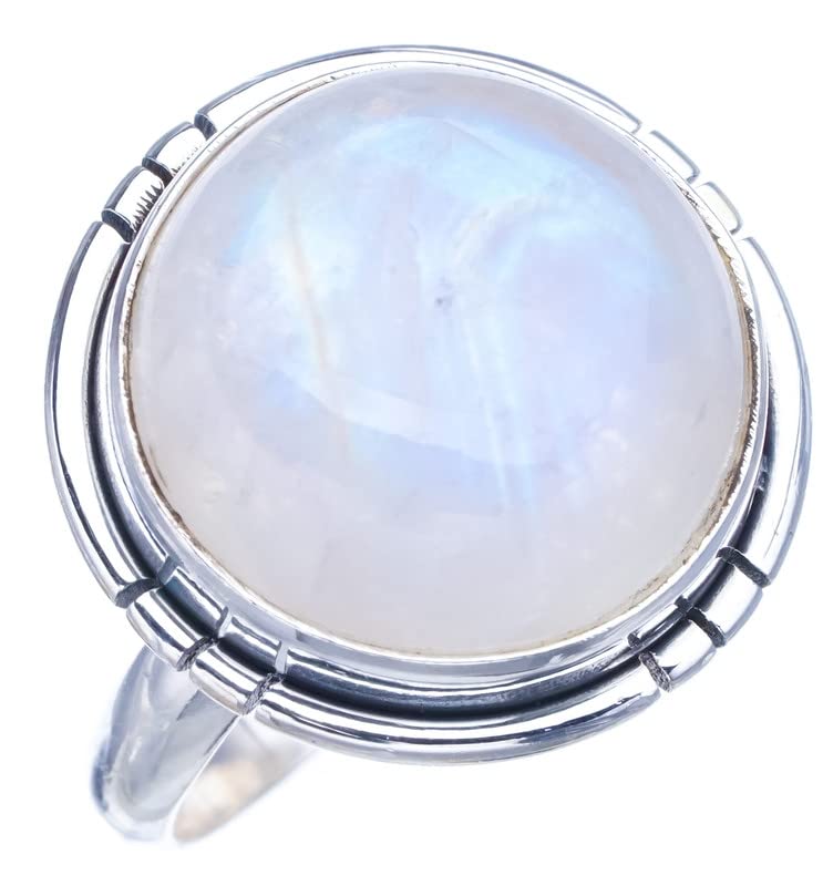 StarGems  Natural Moonstone Handmade 925 Sterling Silver Ring 5.75 F2709