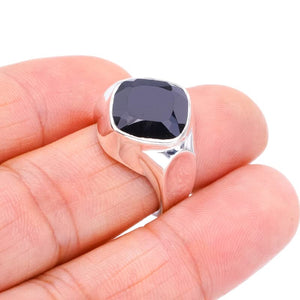 StarGems  Natural Black Onyx Handmade 925 Sterling Silver Ring 6.5 F1761