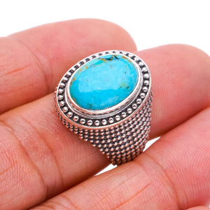 StarGems  Natural Turquoise Handmade 925 Sterling Silver Ring 6.75 F0495