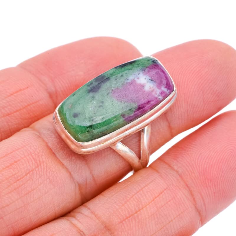 StarGems® Natural Ruby Zoisite Handmade 925 Sterling Silver Ring 7.5 F1604