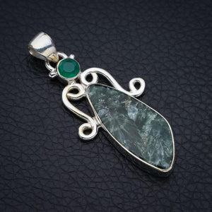 StarGems® Natural Seraphinite Chrysoprase Handmade 925 Sterling Silver Pendant 2" F4302