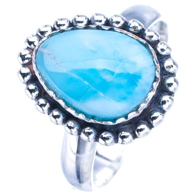 StarGems® Natural Larimar Handmade 925 Sterling Silver Ring 8 F0289