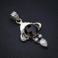 StarGems  Natural Smoky Quartz River Pearl Ox Handmade 925 Sterling Silver Pendant 1.75" F5186