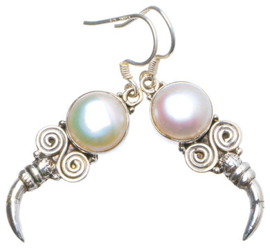 StarGems® Natural River Pearl Handmade Unique 925 Sterling Silver Earrings 1.75