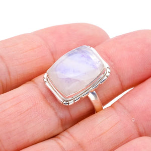 StarGems  Natural Moonstone Handmade 925 Sterling Silver Ring 8.75 F0610