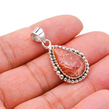 StarGems® Natural Sunstone Handmade 925 Sterling Silver Pendant 1.25" F4178