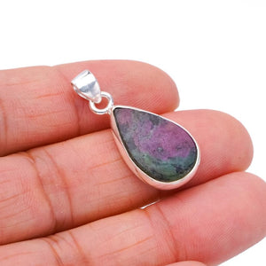 StarGems  Natural Ruby Zoisite Handmade 925 Sterling Silver Pendant 1.25" F4632