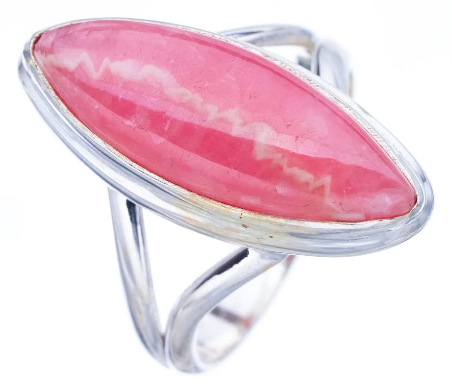 StarGems® Natural Rhodochrosite Handmade 925 Sterling Silver Ring 7.5 F1389