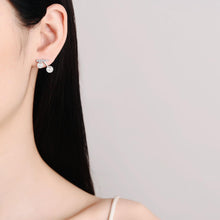 StarGems® 7mm AAAA Pearls&Cherry-Shape 0.13cttw Moissanite 925 Silver Platinum Plated Stud Earrings EX063