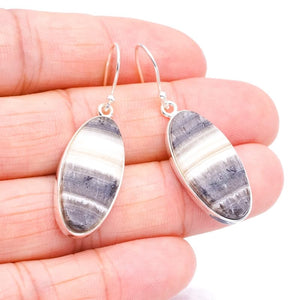 StarGems  Natural Zebra Calcite Handmade 925 Sterling Silver Earrings 1.75" F5521