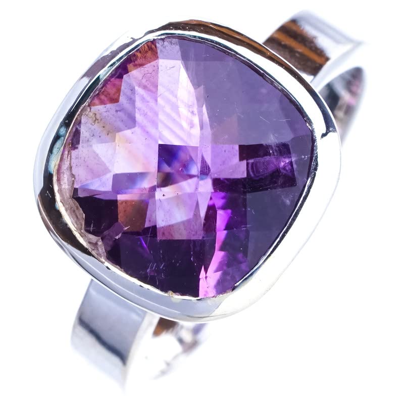 StarGems  Natural Amethyst Handmade 925 Sterling Silver Ring 7.5 E9305