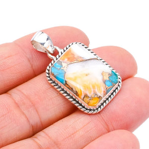 StarGems  Natural Copper Chalcedony Handmade 925 Sterling Silver Pendant 1.5" F3775