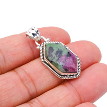 StarGems  Natural Ruby Zoisite Handmade 925 Sterling Silver Pendant 1.5" F4657