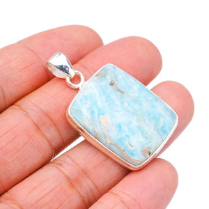 StarGems  Natural Larimar Handmade 925 Sterling Silver Pendant 1.5" F3546