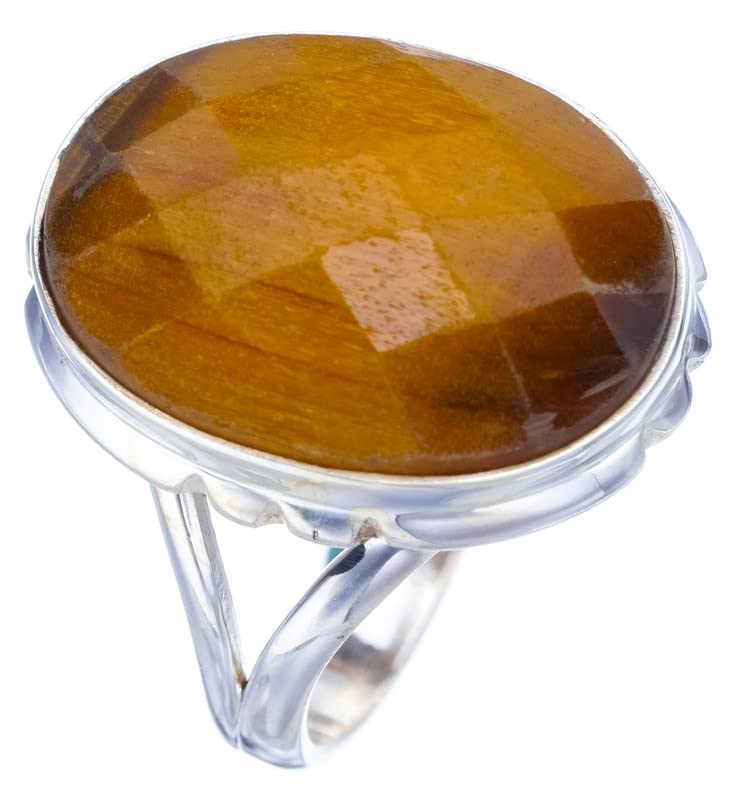 StarGems  Natural Tigers Eye Handmade 925 Sterling Silver Ring 9 F1888