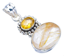 StarGems  Natural Golden Rutile CitrineHandmade 925 Sterling Silver Pendant 1.25" F3934