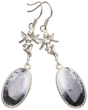 StarGems  Natural Dendritic Opal Angel Handmade Vintage Angle Shape 925 Sterling Silver Earrings 2 1/4" T3245