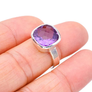 StarGems® Natural Amethyst Handmade 925 Sterling Silver Ring 5.5 F2912