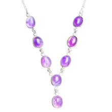 StarGems  Natural Amethyst Handmade Unique 925 Sterling Silver Necklace 17+0.75" Y5453