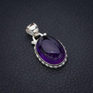 StarGems  Natural Amethyst Handmade 925 Sterling Silver Pendant 1.25" F5321