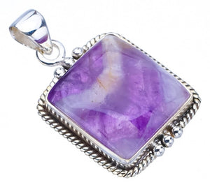 StarGems  Natural Chevron Amethyst Handmade 925 Sterling Silver Pendant 1.5" F4080