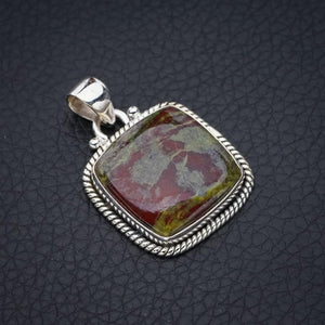 StarGems  Natural Blood Stone Handmade 925 Sterling Silver Pendant 1.25" F5192