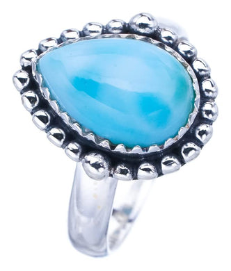 StarGems  Natural Larimar Handmade 925 Sterling Silver Ring 8 F1445