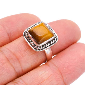 StarGems  Natural Tigers Eye Handmade 925 Sterling Silver Ring 7.25 F1909