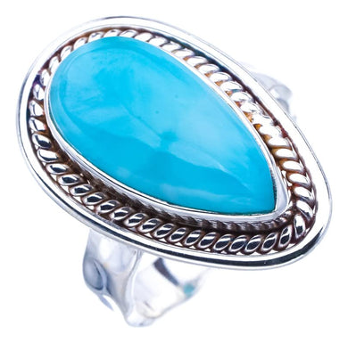 StarGems® Natural Larimar Handmade 925 Sterling Silver Ring 7 F0864