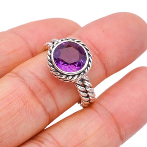 StarGems  Natural Amethyst Handmade 925 Sterling Silver Ring 8 F2839