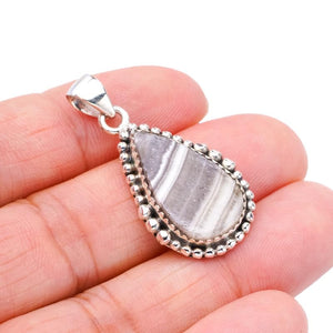 StarGems  Natural Zebra Calcite Handmade 925 Sterling Silver Pendant 1.5" F4565