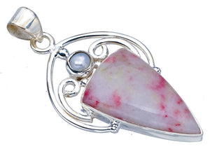 StarGems® Natural Rhodonite River Pearl Handmade 925 Sterling Silver Pendant 2" F3794