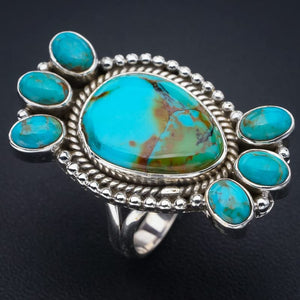 StarGems  Natural Turquoise Handmade 925 Sterling Silver Ring 9.75 F0455